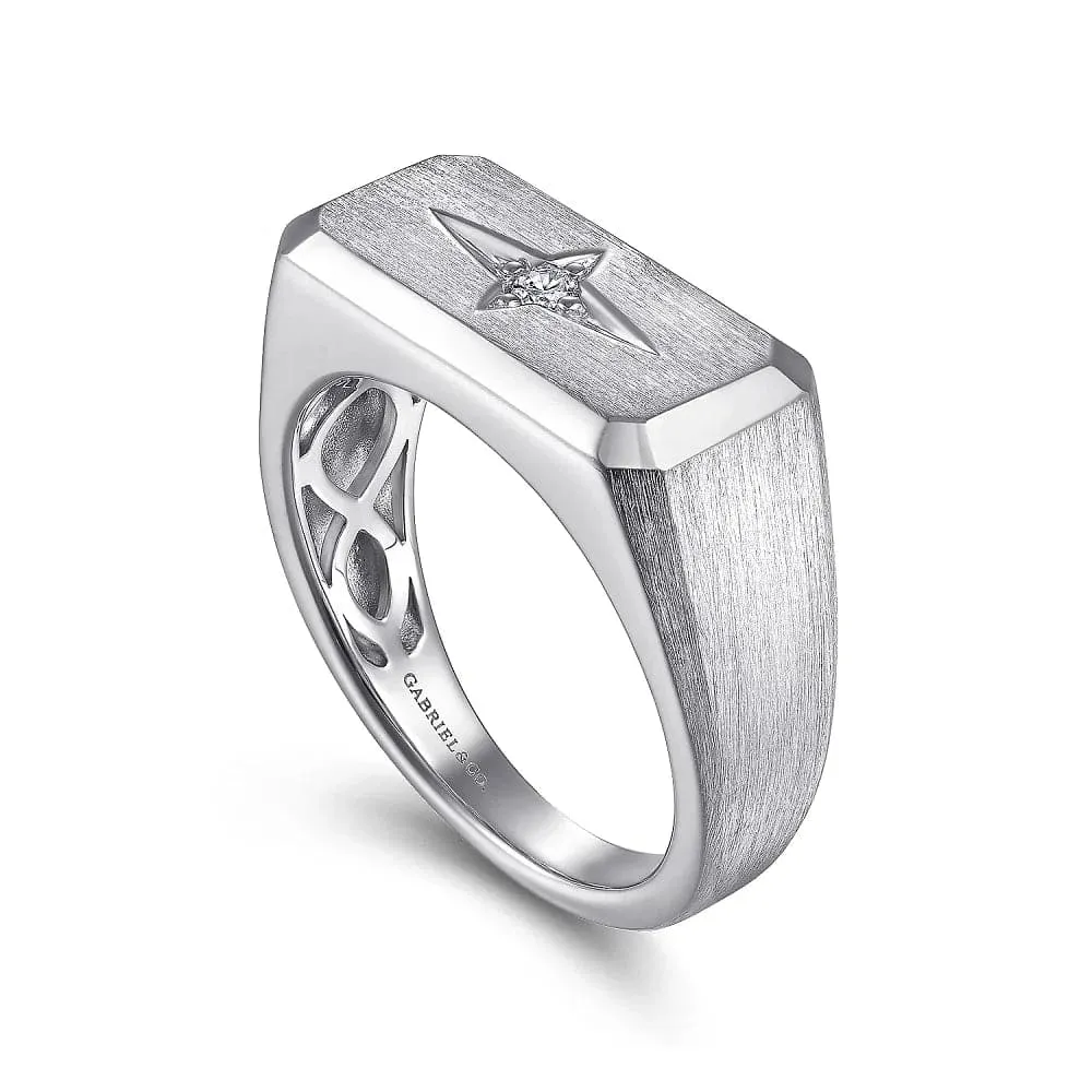 Gabriel & Co. Wide 925 Sterling Silver North Star Ring in Satin Finish