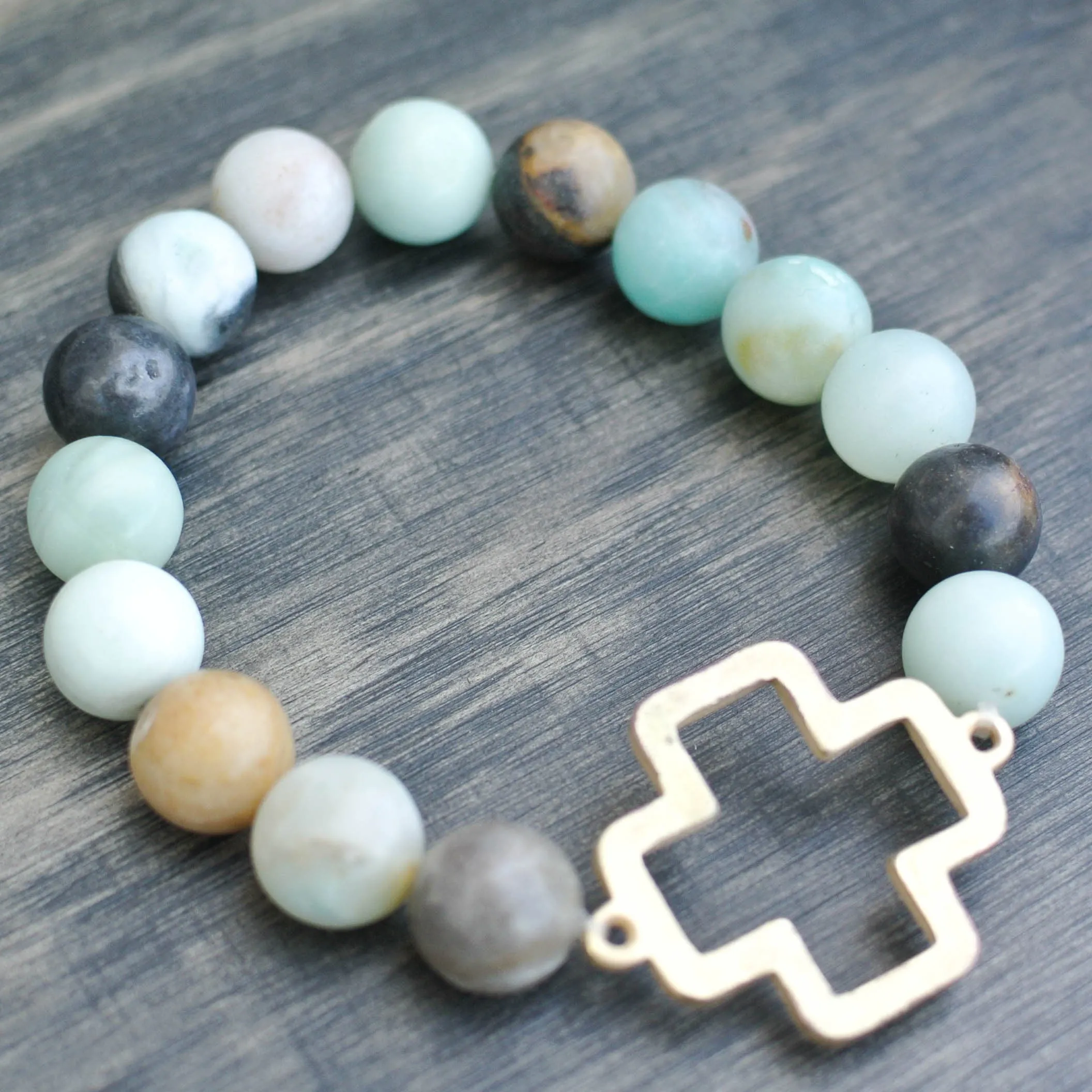 'Gigi' Cross Choose Love Stone Bead Bracelet