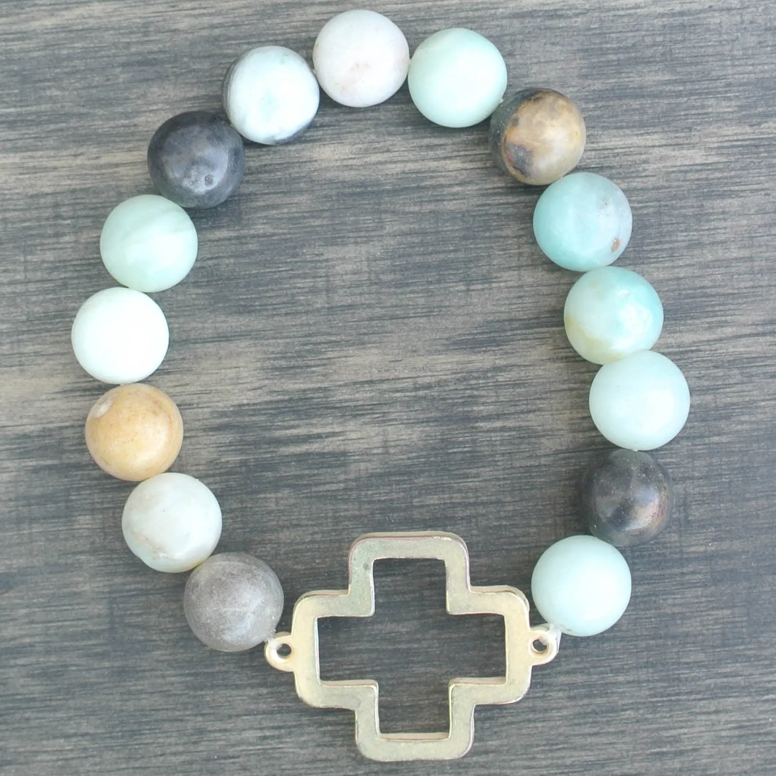 'Gigi' Cross Choose Love Stone Bead Bracelet