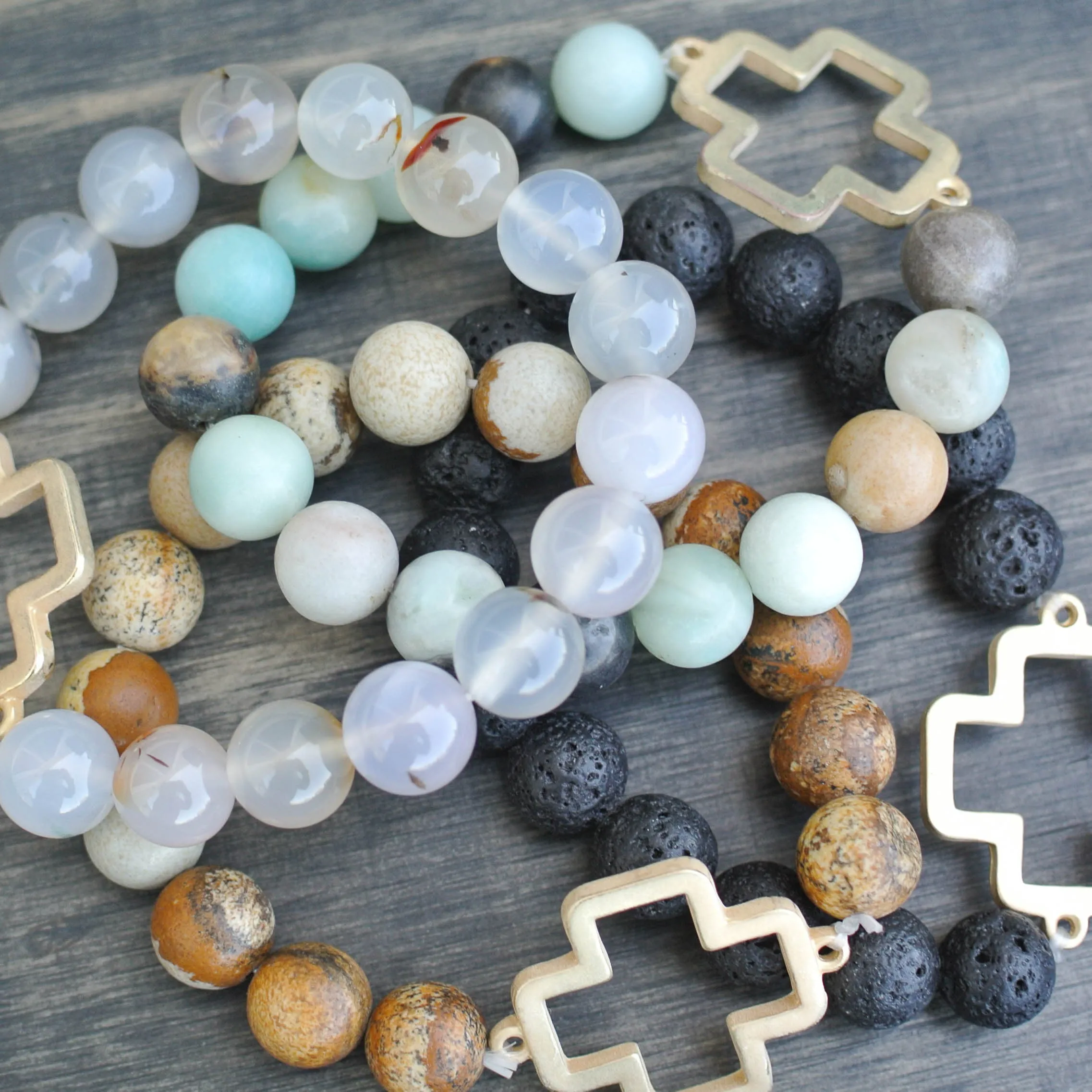 'Gigi' Cross Choose Love Stone Bead Bracelet