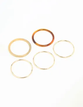 Gold & Tortoiseshell Bangles 5-Pack