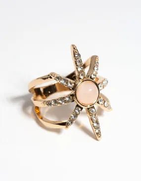 Gold Diamante Sun Burst Ring