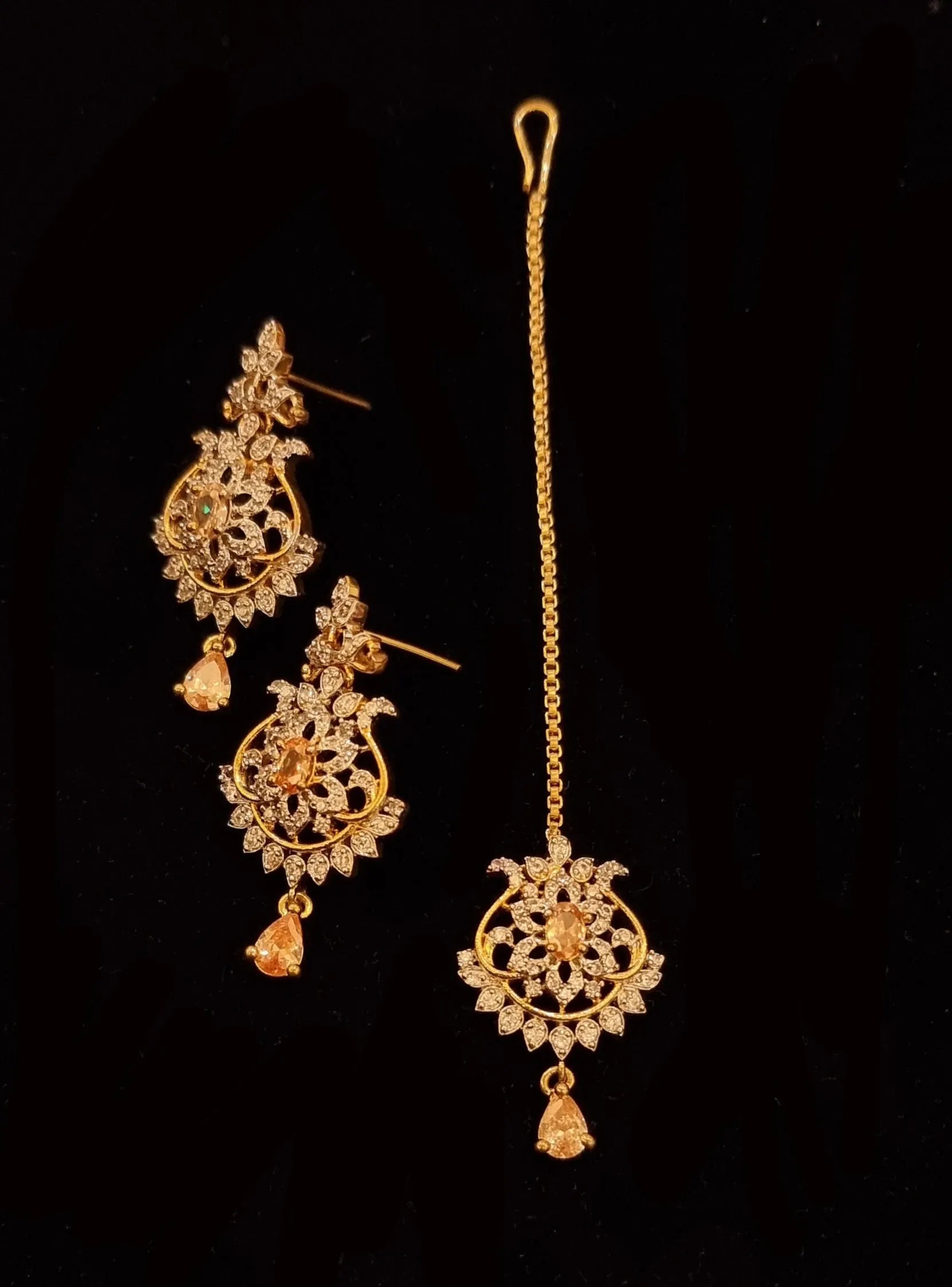 Gold-Plated AD Stone Semi Bridal Set.