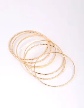 Gold Textured Bangle 6-Pack