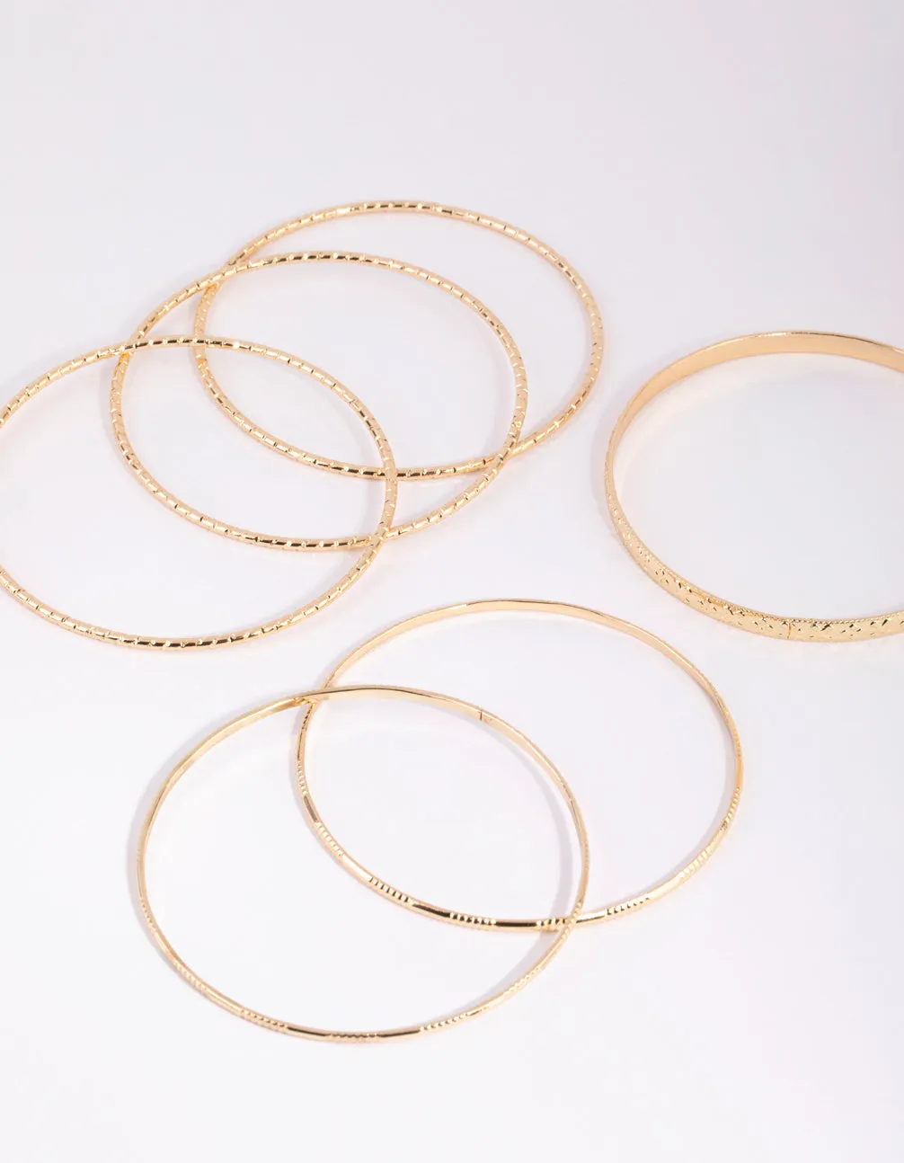 Gold Textured Bangle 6-Pack