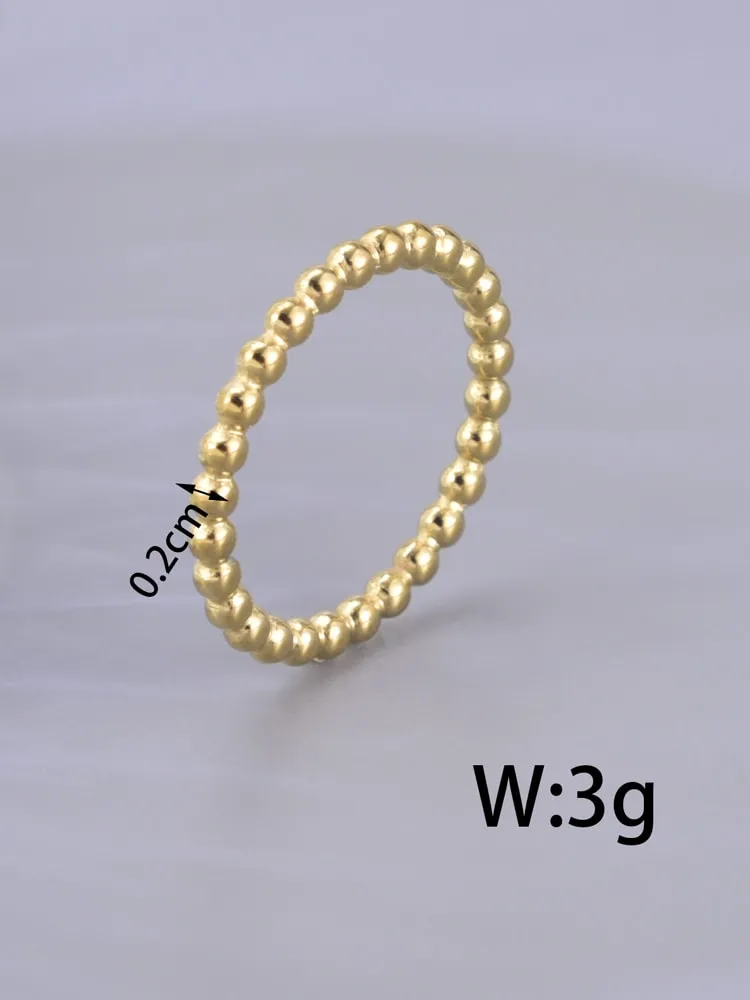 Golden Ball Ring Band 18K Gold Plated Waterproof Luxury Fashion Jewelry KESLEY