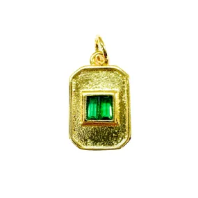 Green Rectangle Tag Charm For Charm Necklace & Bracelet