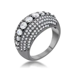 Krista 1.5ct CZ Hematite Contemporary Cocktail Ring