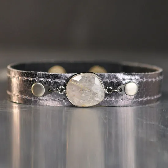 Leather Stack Bracelet: Gemstone