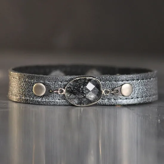 Leather Stack Bracelet: Gemstone