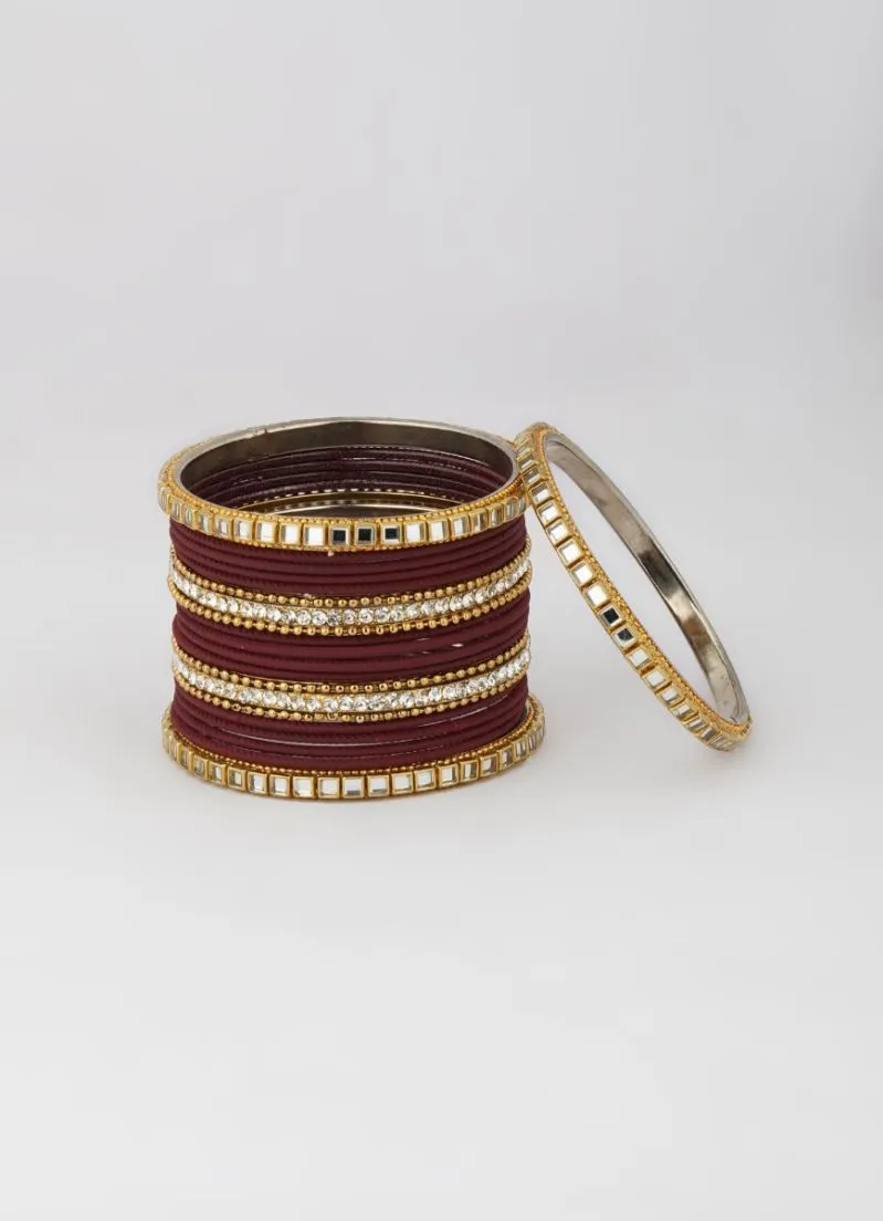 Maroon Double Bangle Set