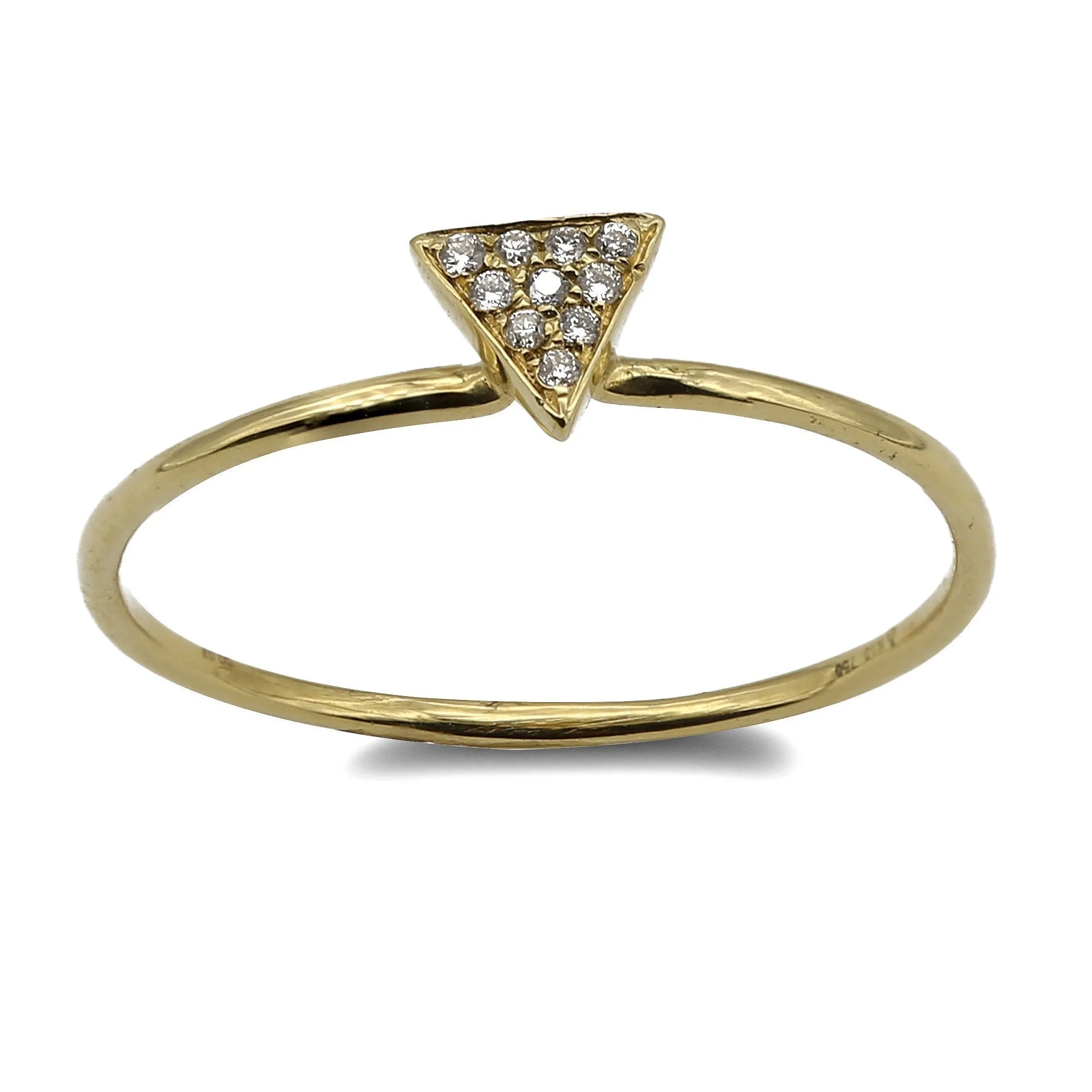 Minimalist 0.03 CT Traingualar Shaped Diamond Ring in 18K Yellow Gold