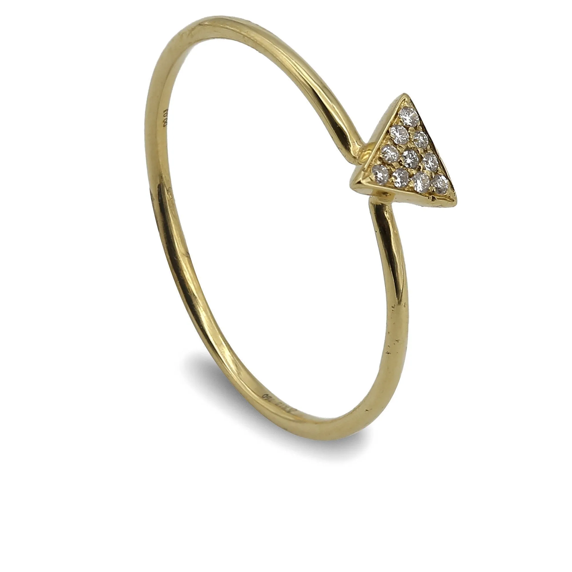 Minimalist 0.03 CT Traingualar Shaped Diamond Ring in 18K Yellow Gold