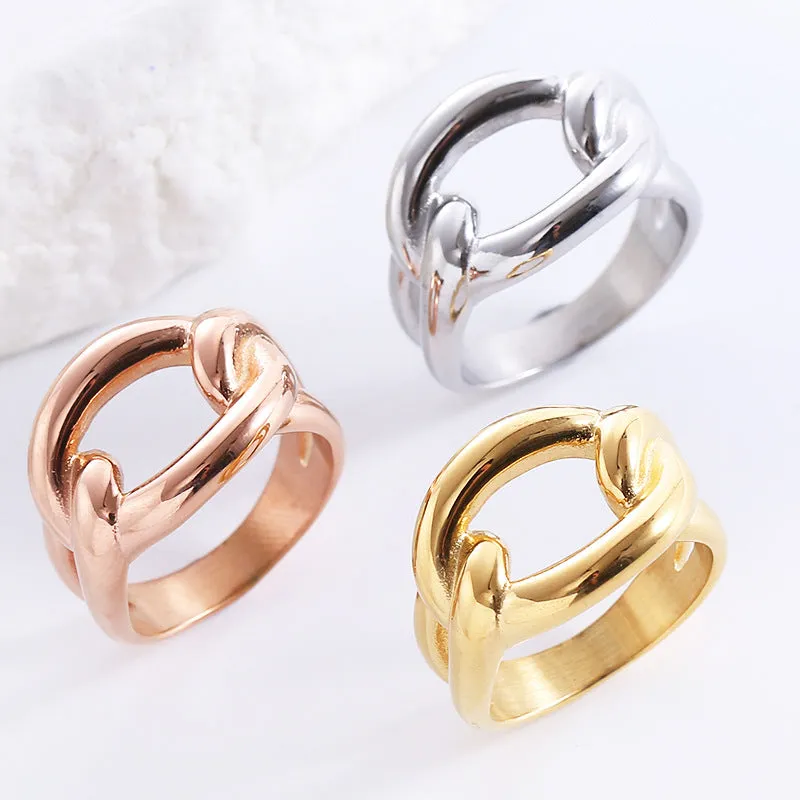 Minimalist Circle Geometric U-Shape Stainless Steel Electroplating Rings