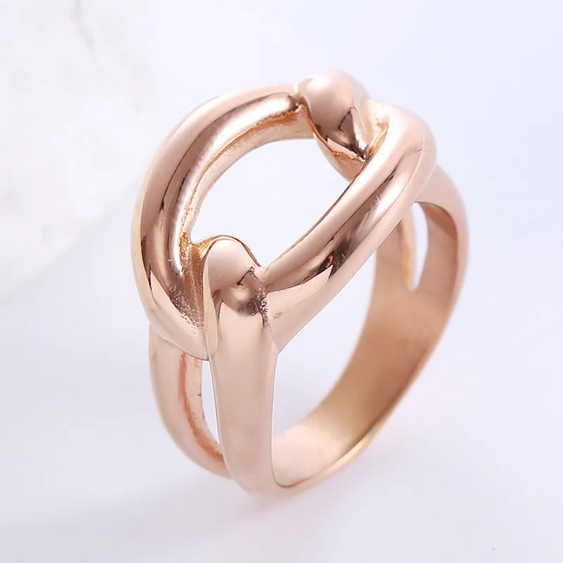 Minimalist Circle Geometric U-Shape Stainless Steel Electroplating Rings