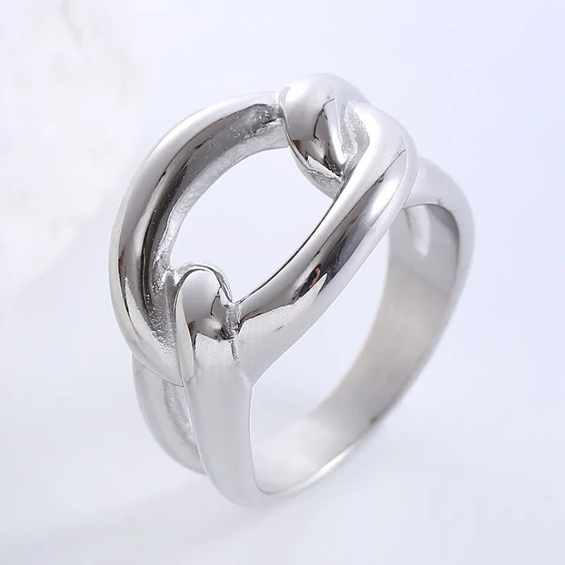 Minimalist Circle Geometric U-Shape Stainless Steel Electroplating Rings