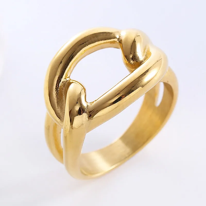 Minimalist Circle Geometric U-Shape Stainless Steel Electroplating Rings