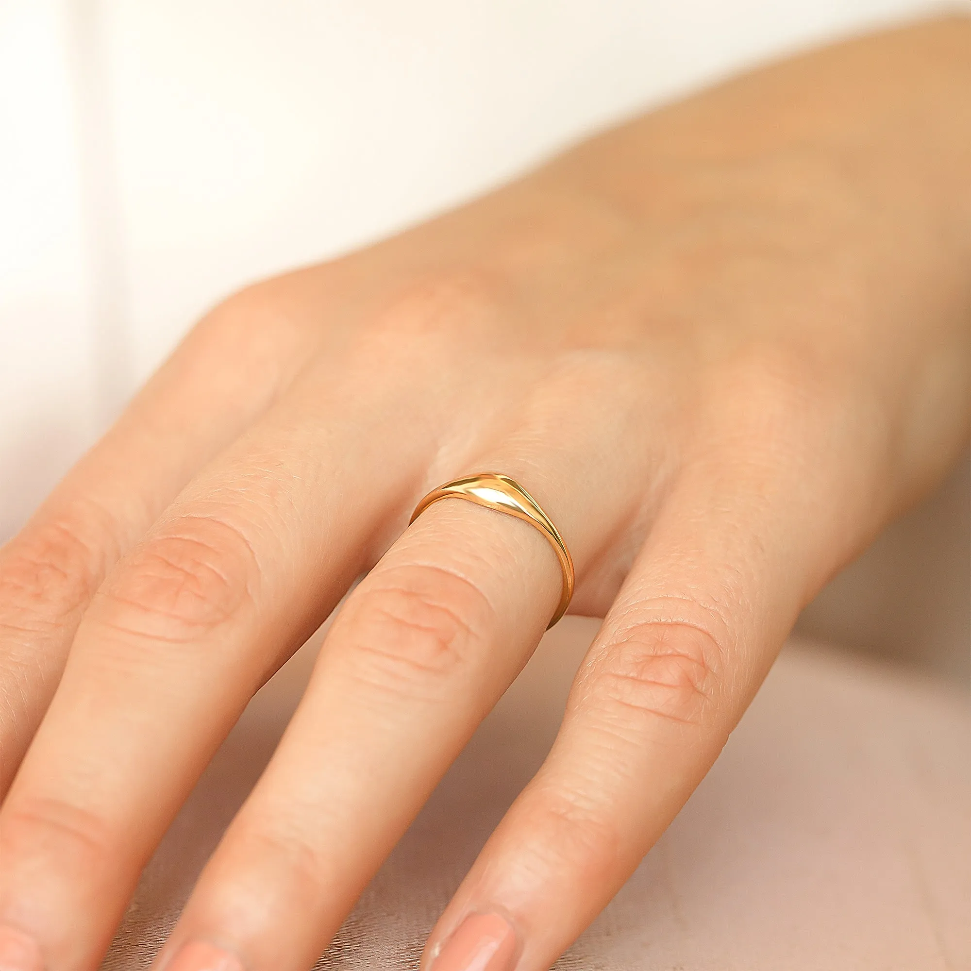 Minimalist Dome Ring in 14K Solid Gold