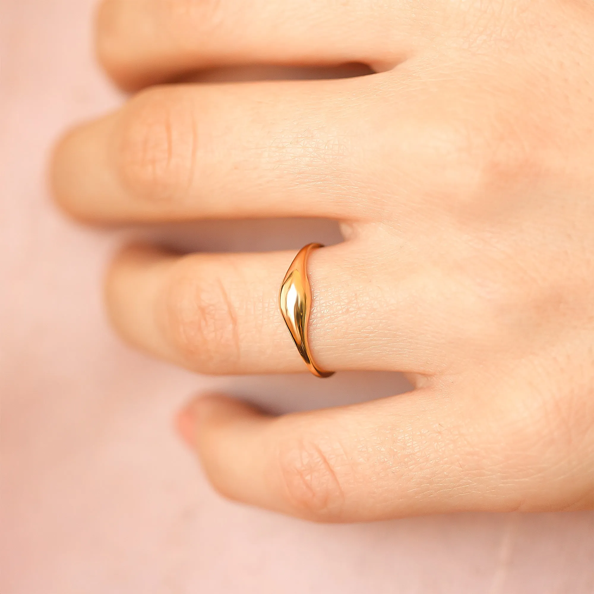 Minimalist Dome Ring in 14K Solid Gold