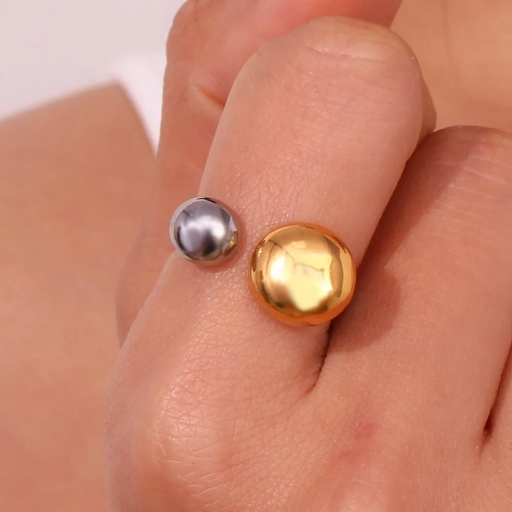 Minimalist Expressive Circle Geometric Stainless Steel 18K Gold Plated Rings