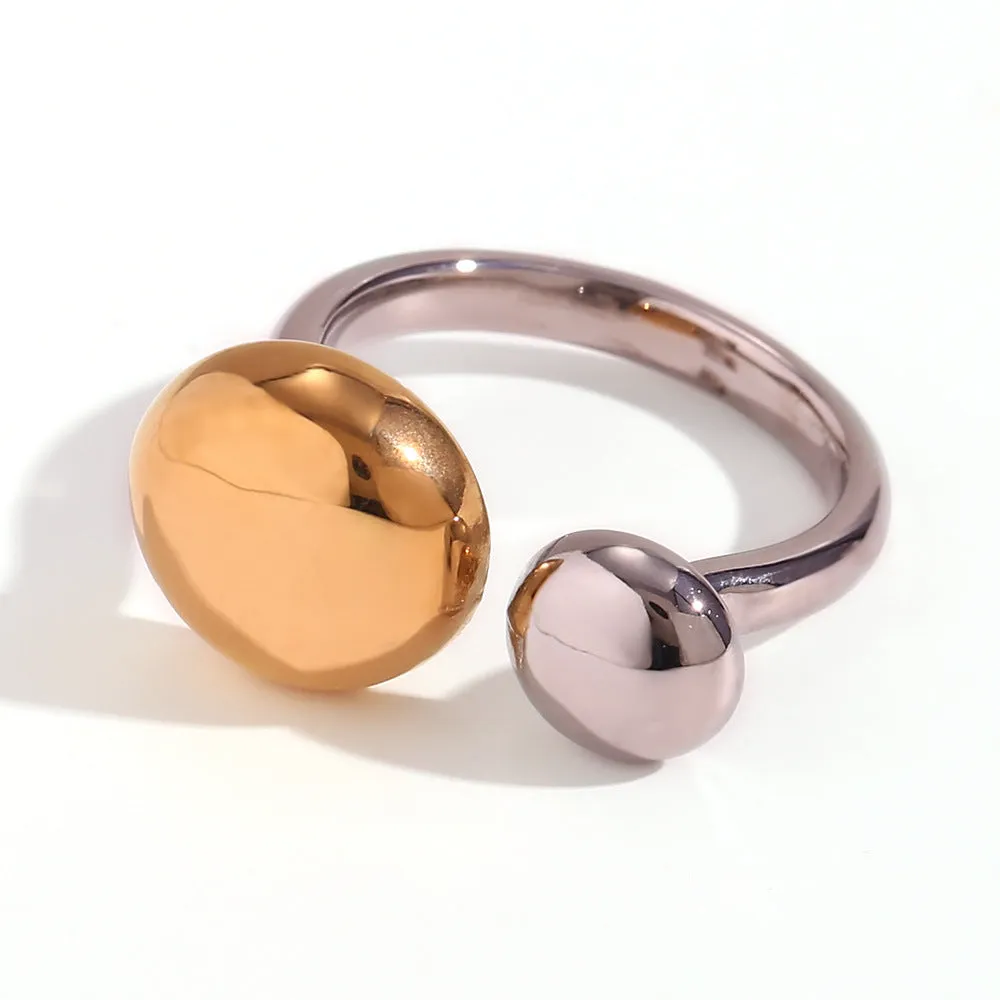 Minimalist Expressive Circle Geometric Stainless Steel 18K Gold Plated Rings