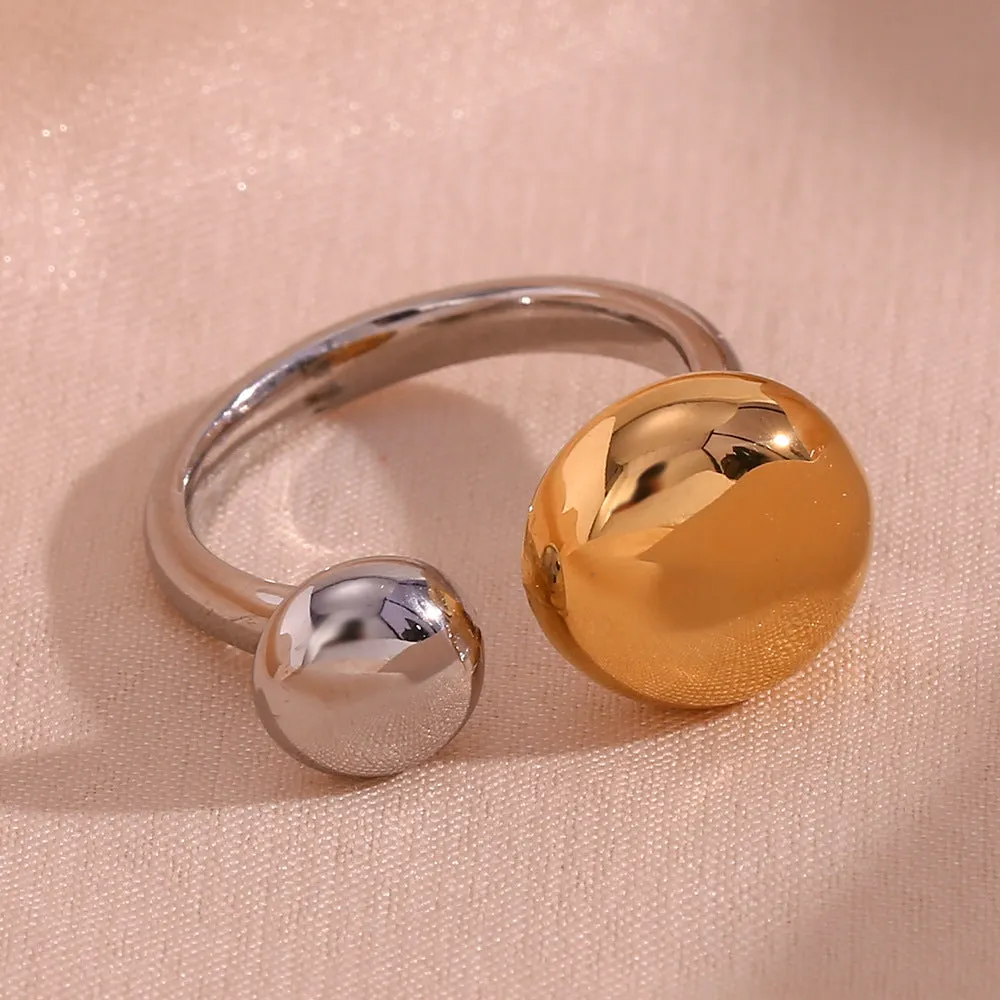 Minimalist Expressive Circle Geometric Stainless Steel 18K Gold Plated Rings