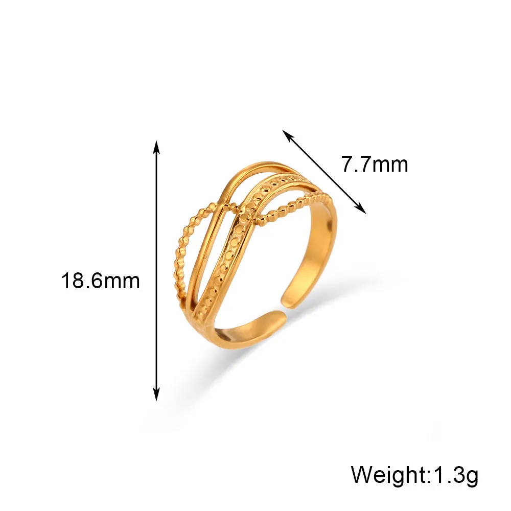 Minimalist Fashion Geometric Stainless Steel 18K Gold Plated Rings