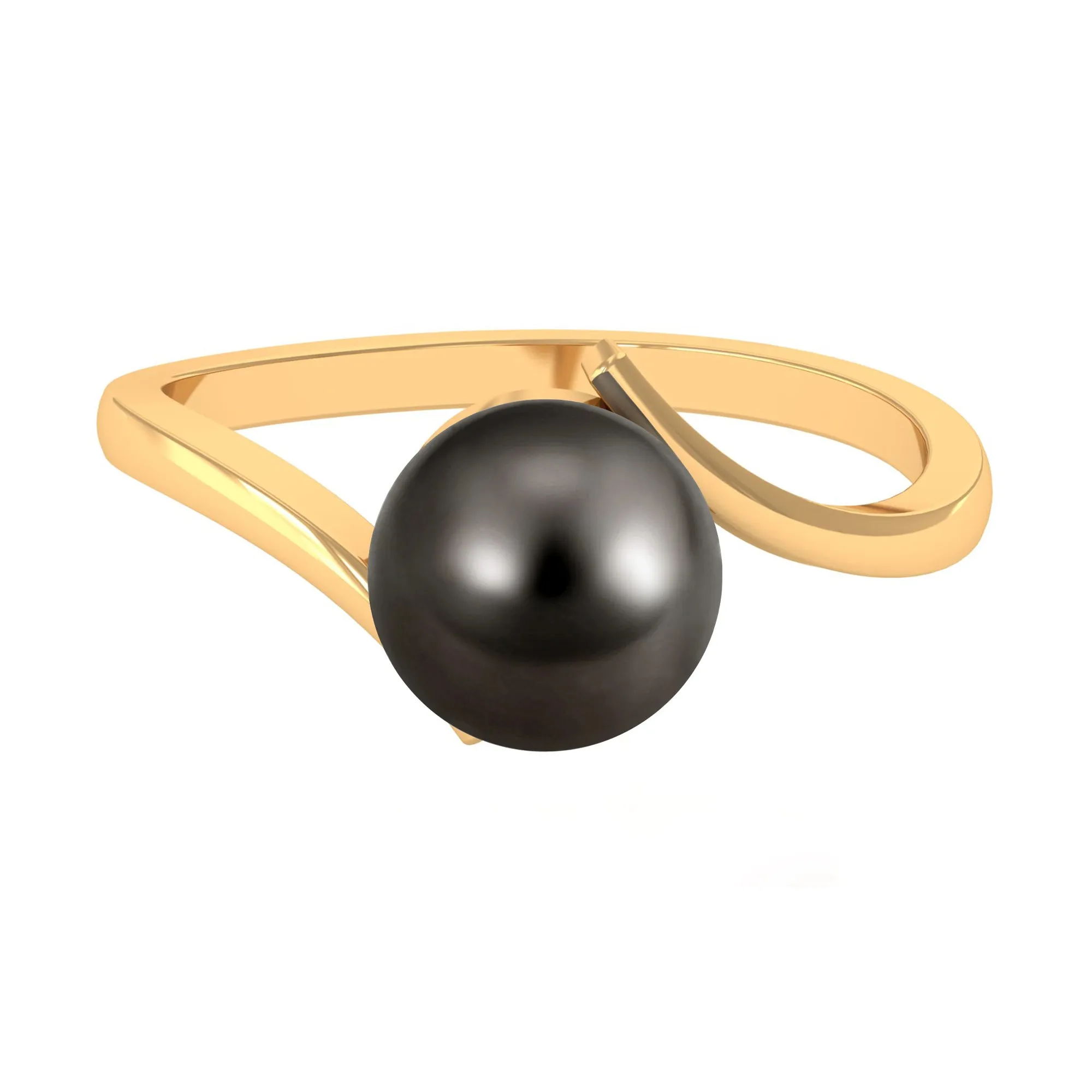 Minimalist Tahitian Pearl Solitaire Bypass Ring