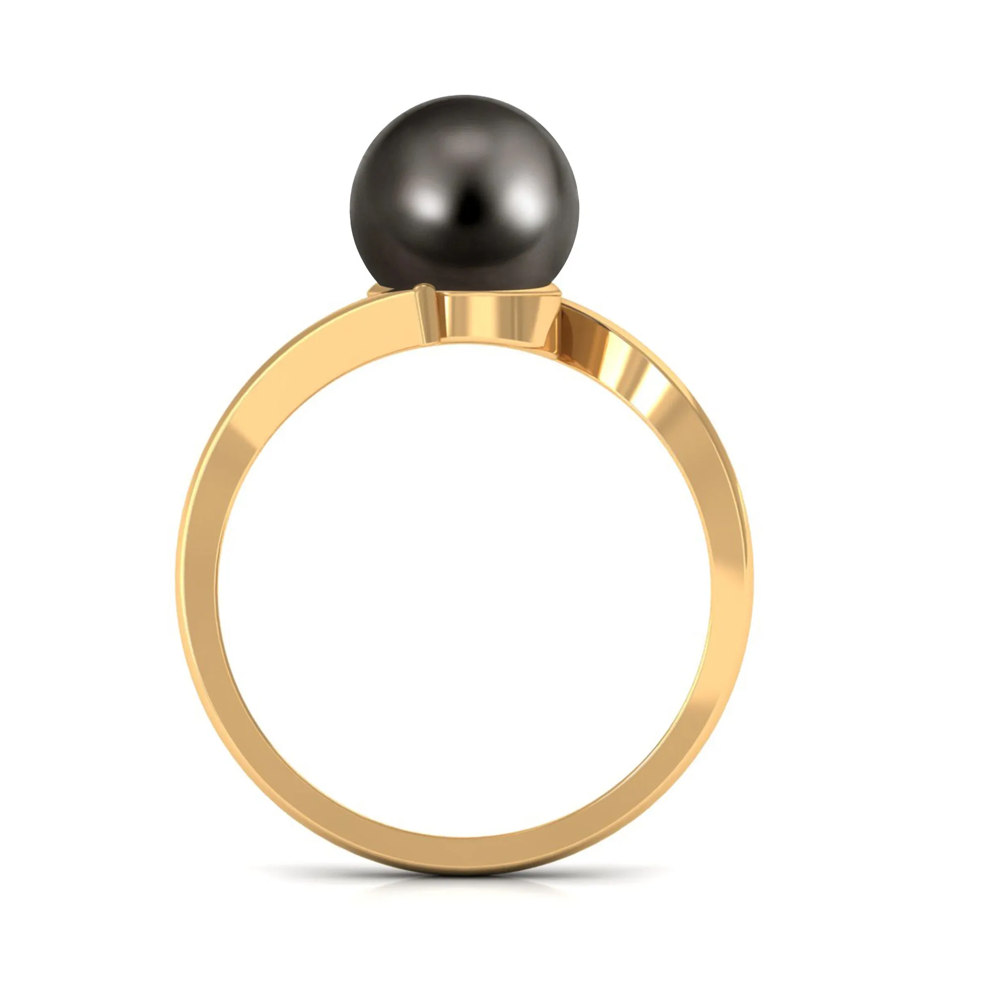 Minimalist Tahitian Pearl Solitaire Bypass Ring