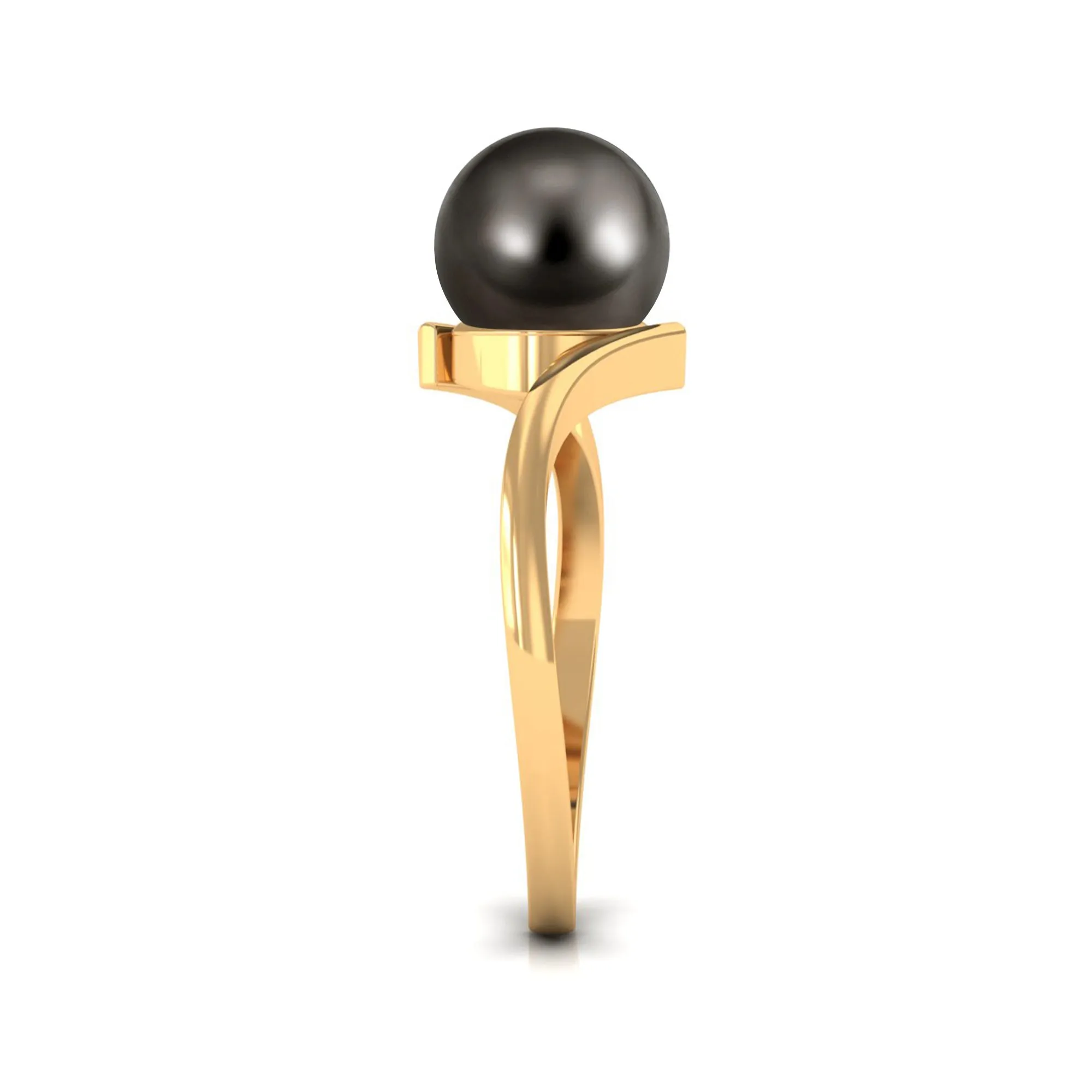 Minimalist Tahitian Pearl Solitaire Bypass Ring