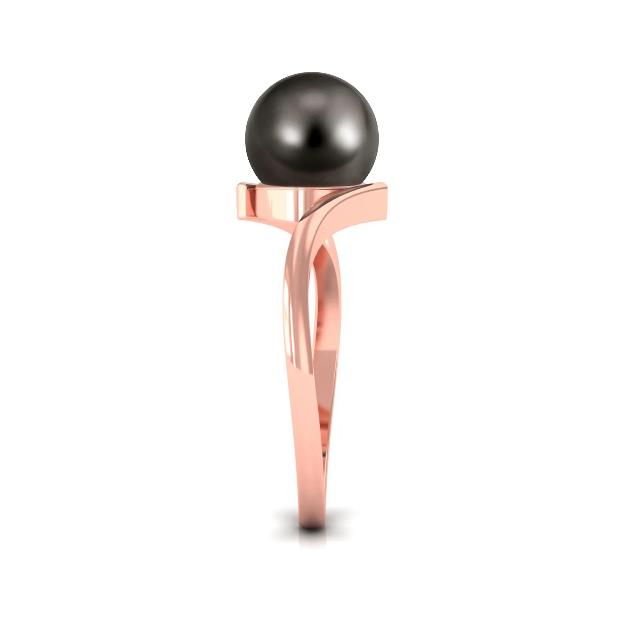 Minimalist Tahitian Pearl Solitaire Bypass Ring