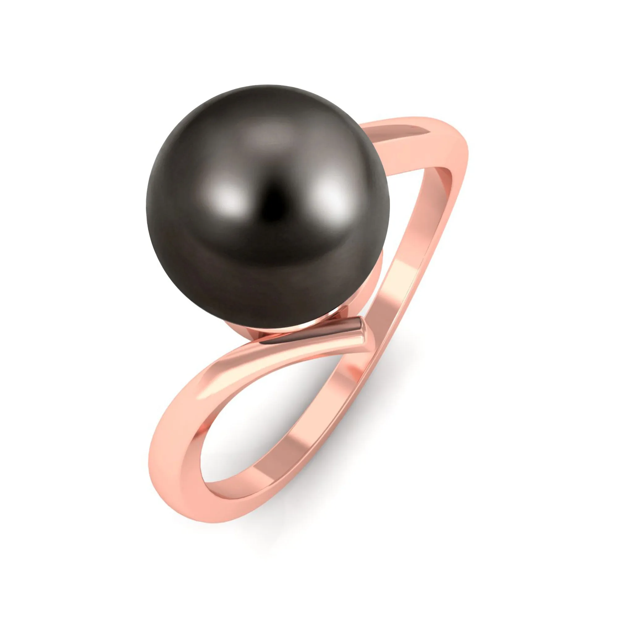 Minimalist Tahitian Pearl Solitaire Bypass Ring