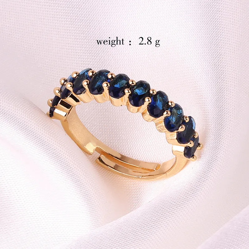 Minimalist Women Ellipse Circle Geometric Zircon Electroplating Rings