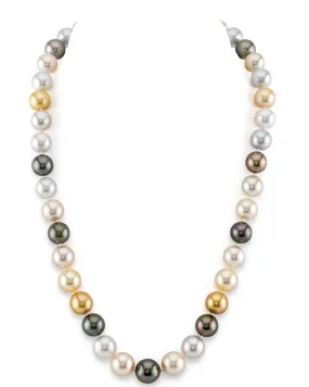 Multi-Color Tahitian and South Sea Pearl Necklace, 9.0-11.0mm - AAAA Quality