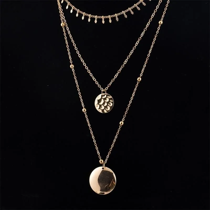 Multilayer Necklaces Charm Jewelry Golden Color Fashion YBS0424