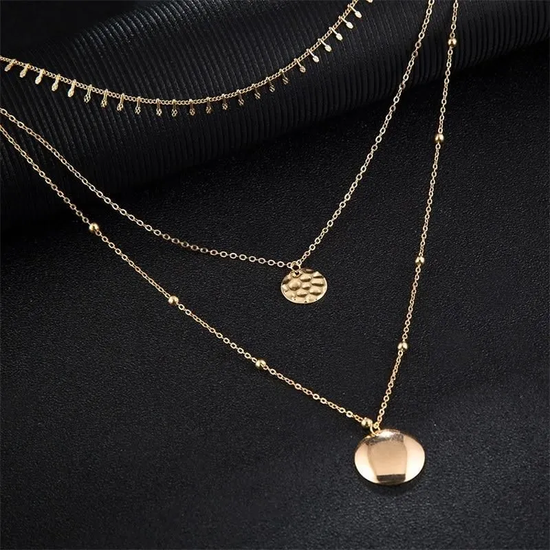 Multilayer Necklaces Charm Jewelry Golden Color Fashion YBS0424