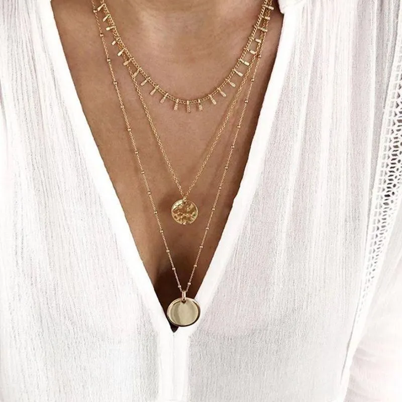 Multilayer Necklaces Charm Jewelry Golden Color Fashion YBS0424