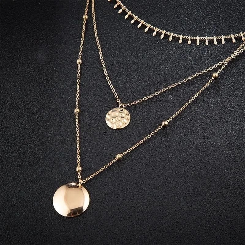 Multilayer Necklaces Charm Jewelry Golden Color Fashion YBS0424