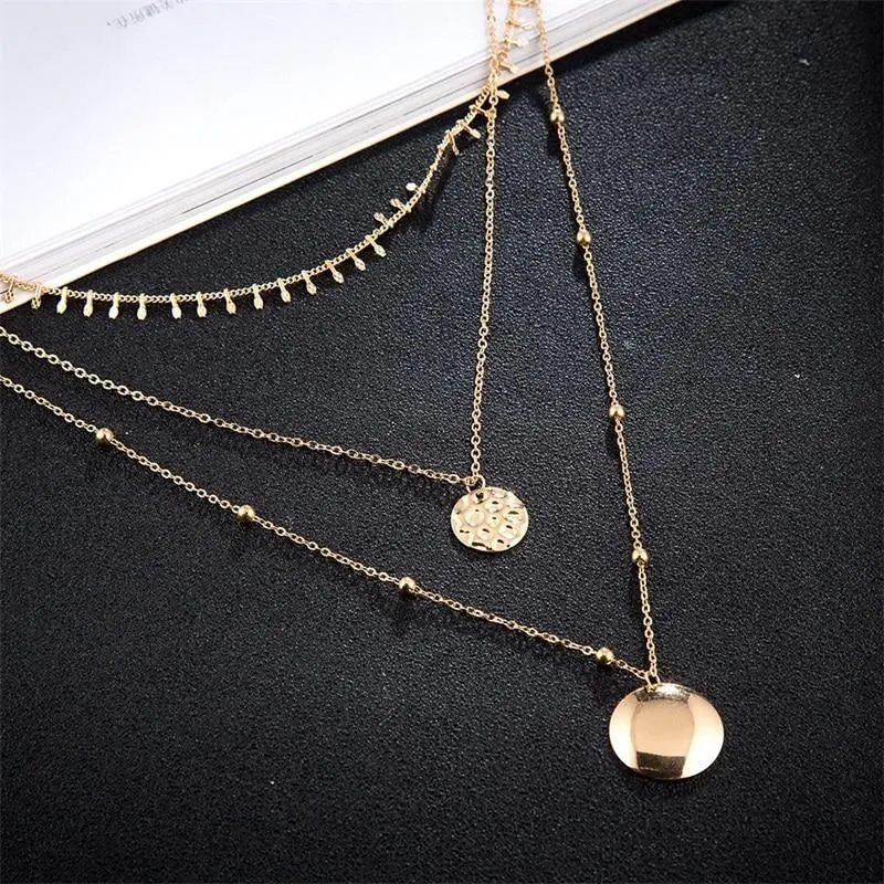 Multilayer Necklaces Charm Jewelry Golden Color Fashion YBS0424