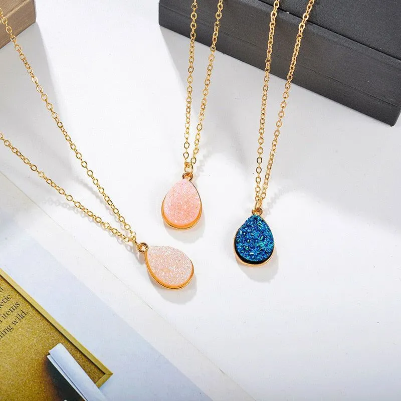 Necklaces Charm Jewelry Natural Stone Water Drop Pendant COS0454