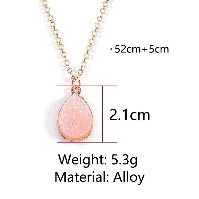 Necklaces Charm Jewelry Natural Stone Water Drop Pendant COS0454