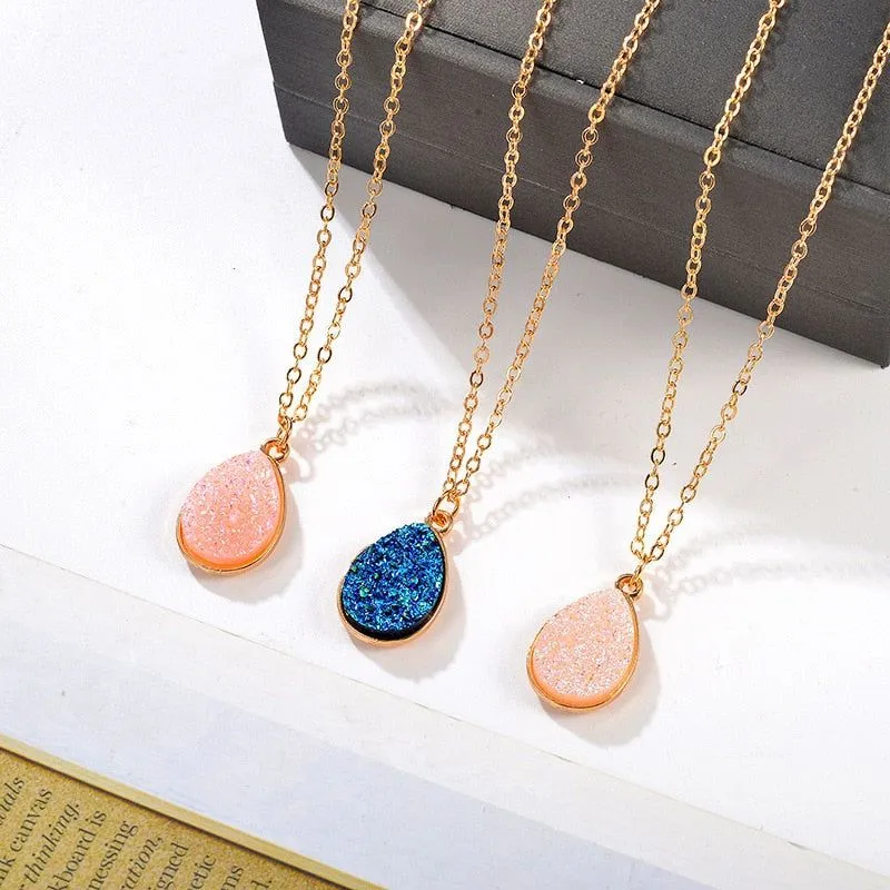 Necklaces Charm Jewelry Natural Stone Water Drop Pendant COS0454