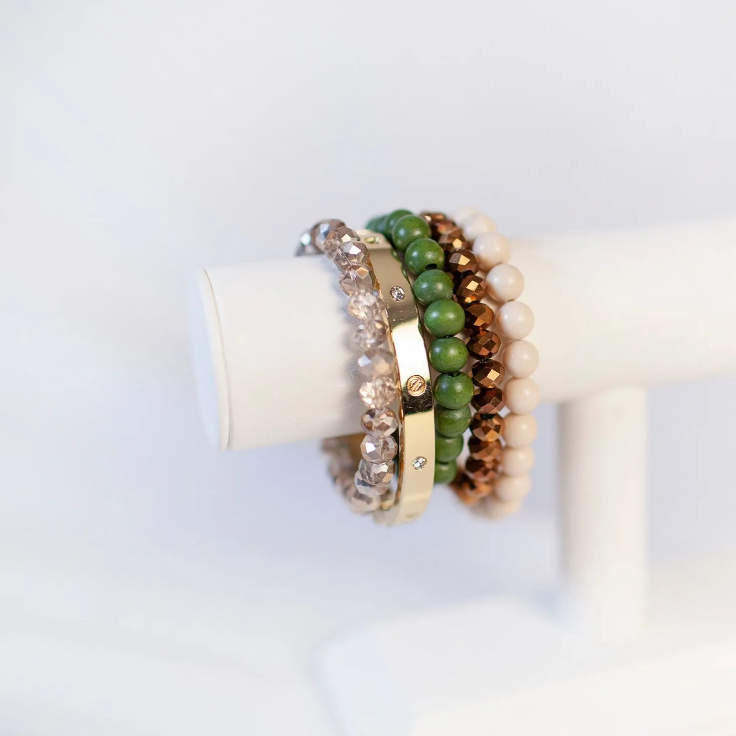 Neutral Moss Autumn Bracelet Stack