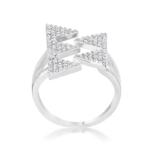 Nori 0.63ct CZ Rhodium Geometric Contemporary Ring