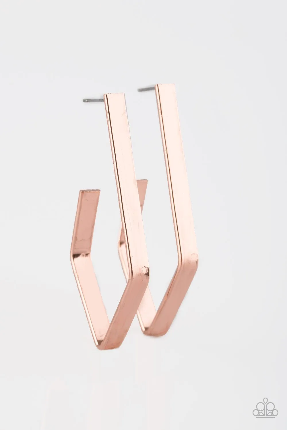 Paparazzi Earring ~ Geo Grand - Copper