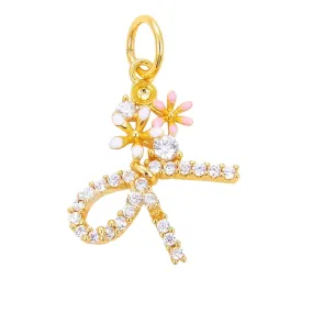 Pave Flower Bow Charm For Charm Bar & Charm Necklace