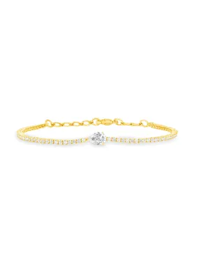 Pear Solitaire Diamond Tennis Bracelet 14K