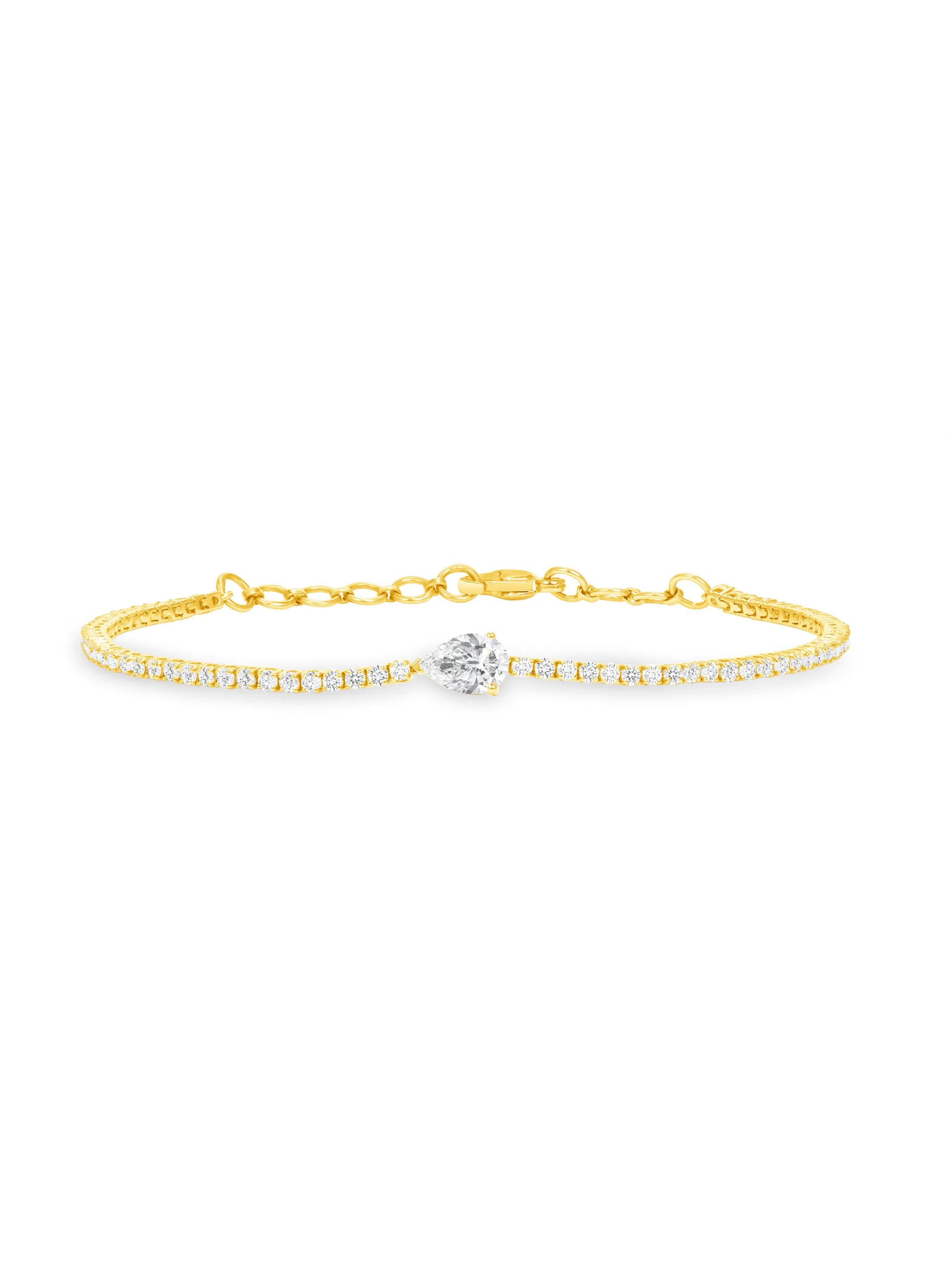 Pear Solitaire Diamond Tennis Bracelet 14K