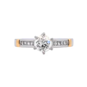 Platinum Two- Tone Round Diamond 0.63Ct Solitaire Engagement Ring