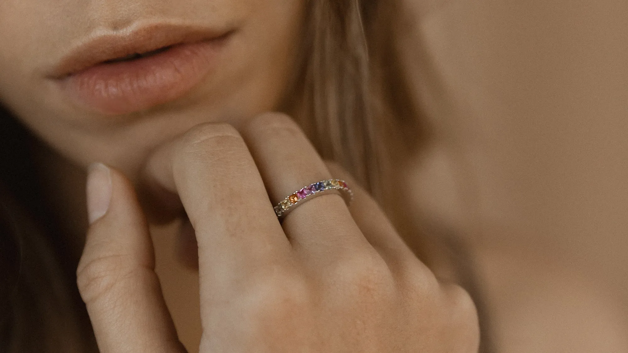 Princess Cut Multi Sapphire Eternity Band